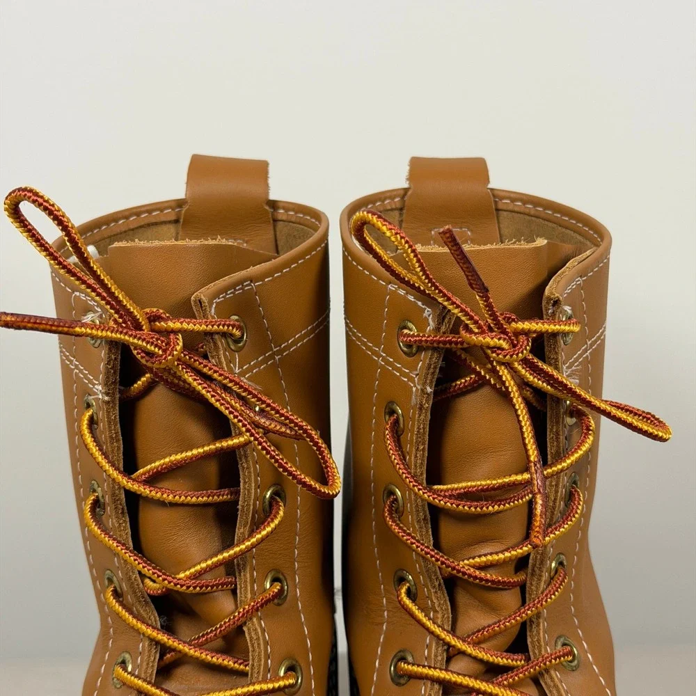 L.L. Bean Kids Size 4M Bean Boots 8-inch Duck Boots Tan Brown Made in USA 229685